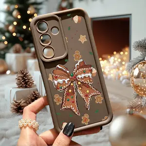 Gingerbread Bow Magic Case for Samsung S21 S25 S23 S22 S24 Plus FE Note20 Ultra A33 A34 A35 A36 A52 A53 A54 A13 A14 A15 A16 A17 Durable Shockproof Anti-Scratch Soft Silicone Cover