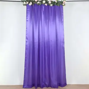 8ftx10ft Purple Satin Event Curtain Drapes, Backdrop Event Panel