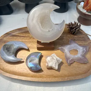 Celestial Agate with Geode Center Collection – Star & Moon Shapes for Harmony, Love & Protection
