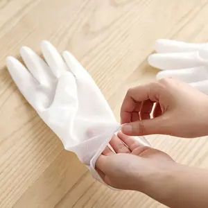 New white PVC cleaning gloves — waterproof, wear-resistant, and super durable. Perfect for kitchen cleaning, laundry, and dishwashing!