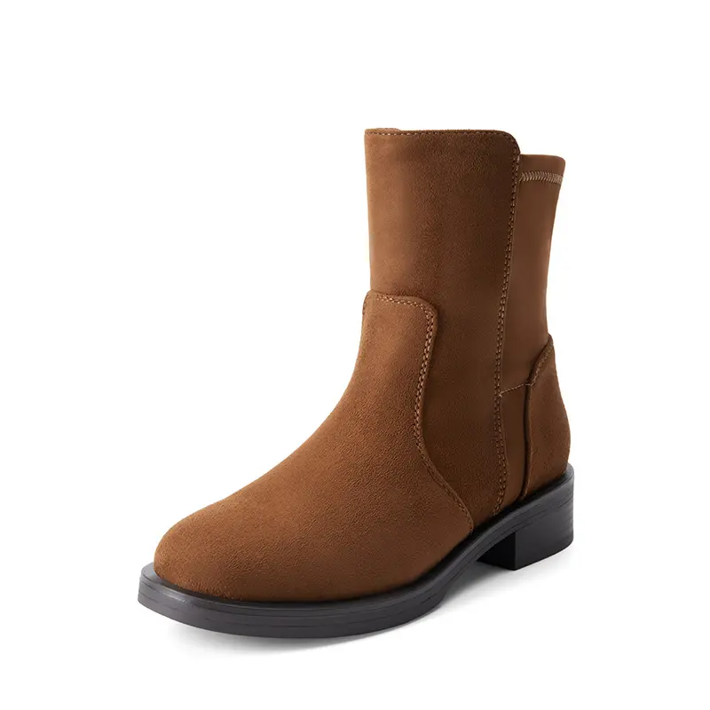 Dream Pairs Women's Stretchy Fabric & Vegan Leather/Faux Suede Upper Ankle boots