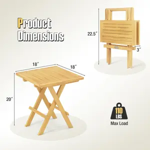 COSTWAY - Teak Wood Square Coffee Table with X-shaped Legs and Slatted Tabletop