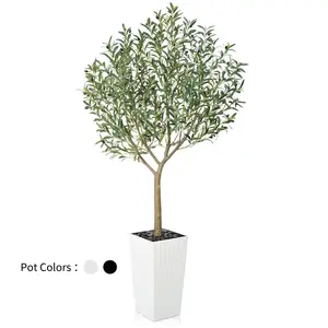 VeriNatural 5/6/7/8FT Artificial Olive Tree UV Resistant with Black Taper Planter for Indoor & Outdoor（VN156）