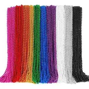 100PCS Mardi Gras Beads, 10 Kinds of Color Bead Necklace Toy Party Favors, 33" Bead Costume Bulk, Festival Parade Throw Accessories Wedding Birthday Celebrations Decor