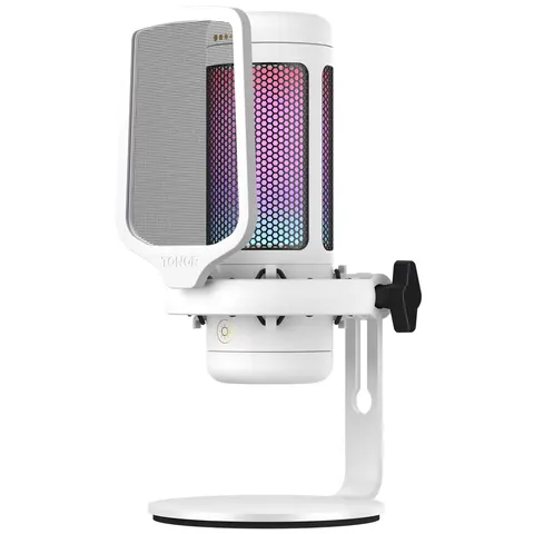 TONOR TC310 Round Metal Alloy USB Type-C Plug Microphone with RGB, Gain Control, Mute Touch, Detachable Mount, Audio Support for Streaming, Podcasts