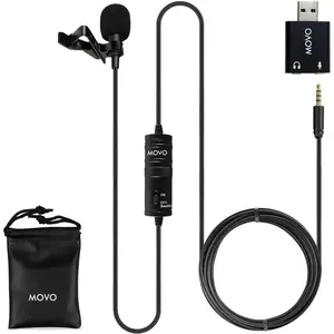 USB Lavalier Microphone for Camera, Lapel Microphone for iPhone and Android Smartphones, Body Lav Mic, Clip-On Microphone for 3.5mm Devices, Shirt Lapel Mic for Phones, GoPro, Interview, Computers and PCs