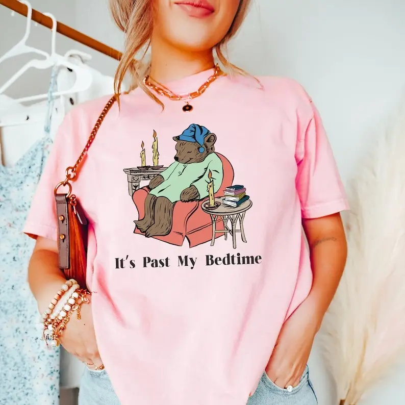 It's Past My Bedtime Sleepy Bear Tshirt, Funny Bear Meme Sweatshirt, Trendy Unisex Tshirt, Gag Shirt for Women, Sarcastic Bear Sweatshirt Casual Top