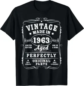 Vintage 60th Birthday Decorations Men Funny 1963 60 Birthday T-Shirt