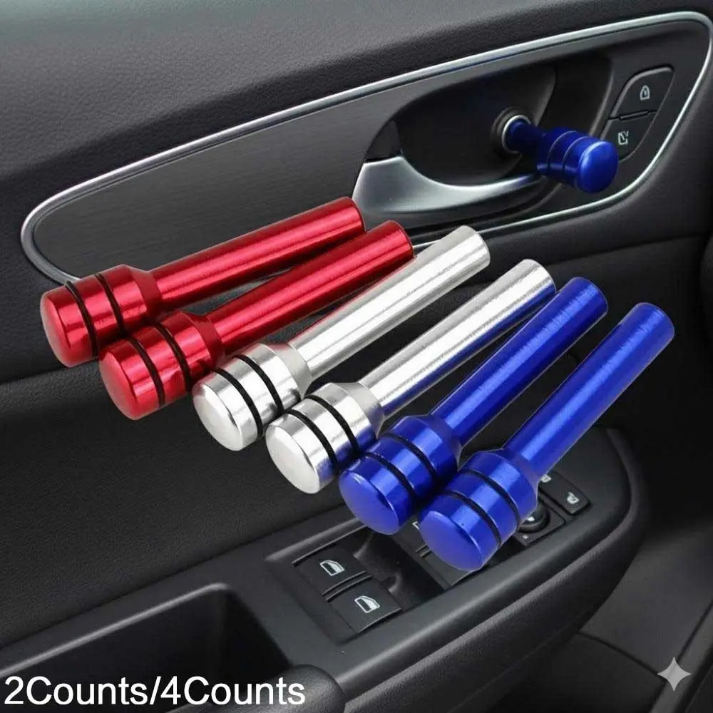Premium Car Door Lock Knob Cover - Heavy-Duty Aluminum Anti-Slip Handle for Trucks & Vehicles, Universal Fit Front/Rear Door, Easy Installation, Rust-Proof Protection to Extend Lifespan, Upgrade Interior Lock Accessory, Car Accessories