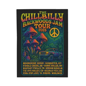 Chillbilly Backwoods Jam Tour Plush Blanket | Cozy Throw for Concert Lovers, Festivals, Music Events, Home Decor, Gift Idea