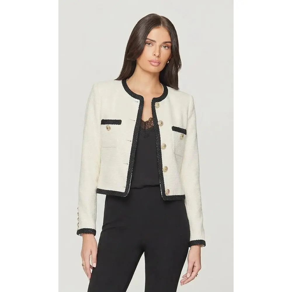Generation Love Amber Tweed Jacket in Cream Black