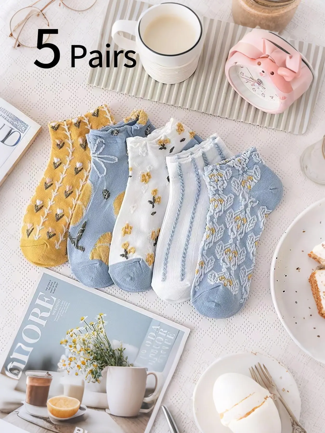 Women's Vintage Boho Floral Print Socks, Thin Summer Casual Low-Cut Ankle Socks, Comfortable Soft Daily Wear, Perfect for Spring & Fall