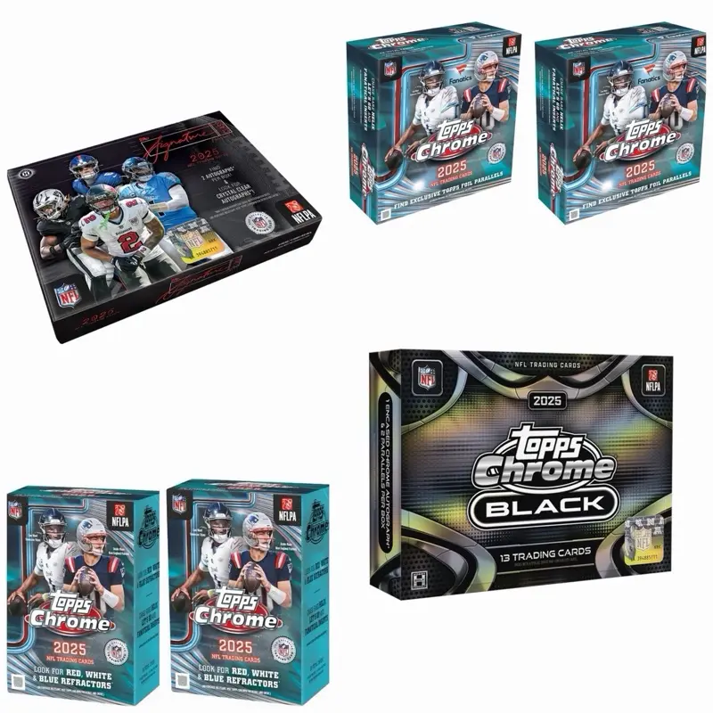 Break 935 - 6 Boxer! (1) 2025 Topps Chrome Black Hobby Box (1 auto, #’d parallels!), (1) 2025 Topps Signature Hobby Box (2 autos, #’d parallels!), (2) 2025 Fanatics Excl Topps Chrome Mega Boxes, (2) 2025 Topps Chrome Blaster Boxes! Pick your team!!