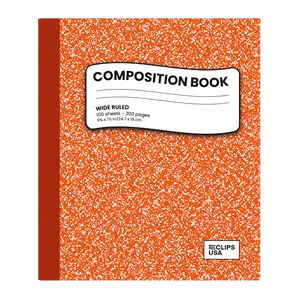 Orange Marble Composition Notebook - Wide-ruled, 7.5 X 9.8 Inches, 100 Sheets