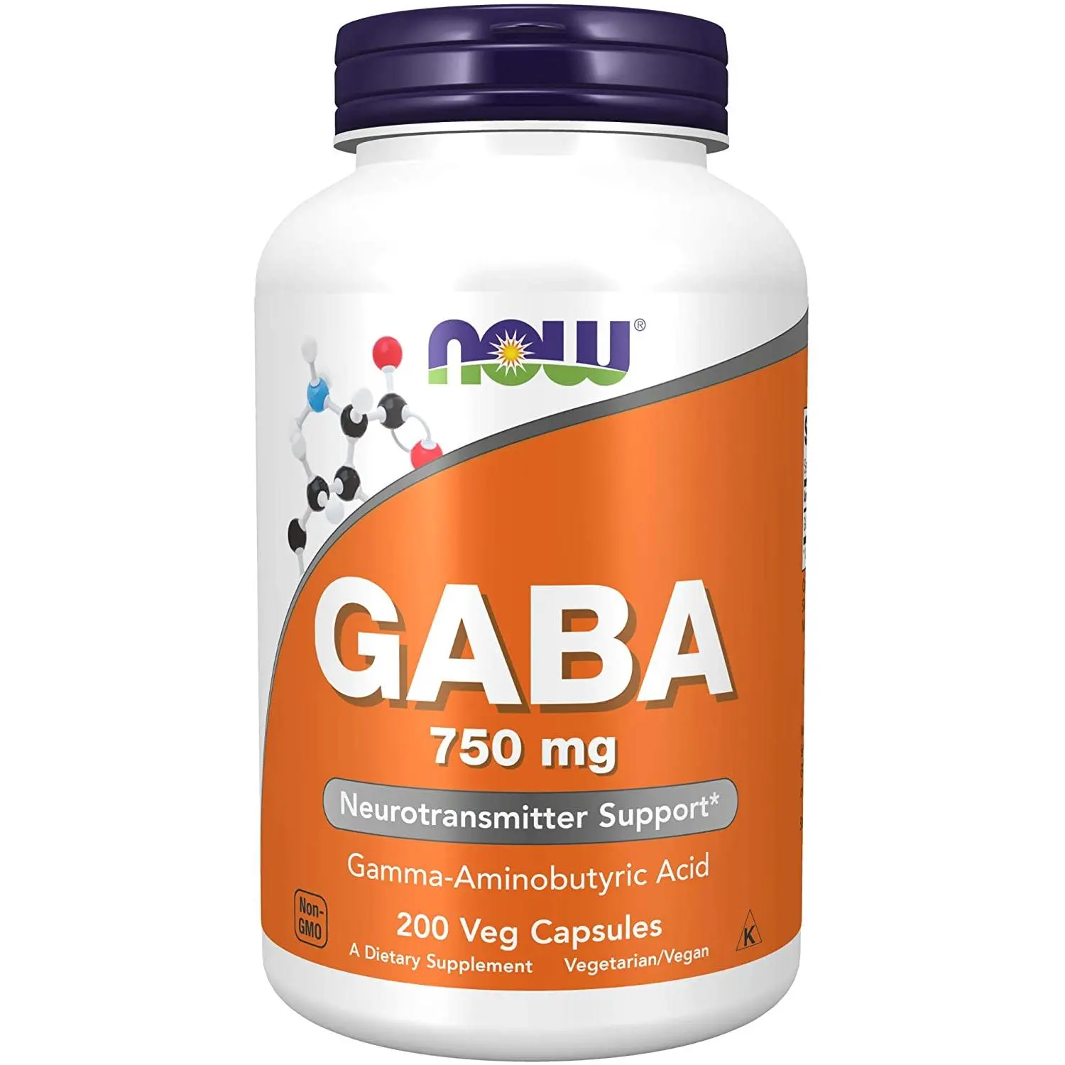 NOW Foods GABA, 750 mg, 200 Veg Capsules