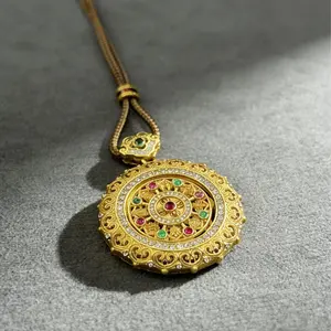 Yellow “Eight Treasures Compass” Pendant