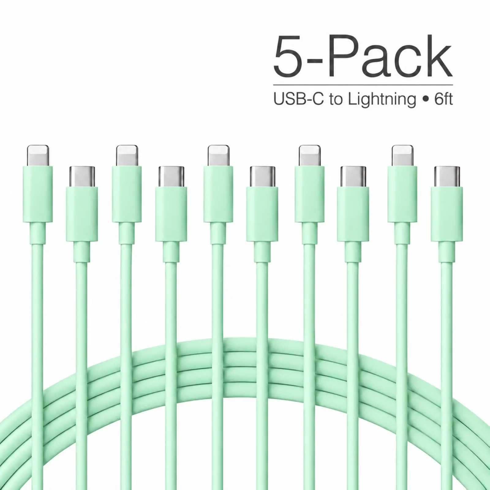 3/5-Pack 6ft USB-C to Lightng Fast Charging Cable for iPhone 14/13/12/11/XR/XS Max/8/7/6/5 iPad & AirPods