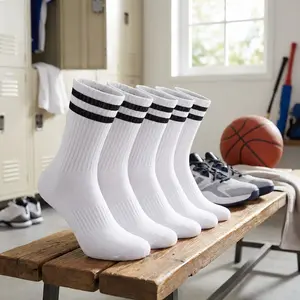 5 Pairs Striped Crew Socks for Men Women Teens - Cotton Cushioned Athletic Sports Running Socks Comfortable Breathable Everyday Wear Perfect for Gym Workout Jogging Outdoor Activities Lightweight Design Fashion Style