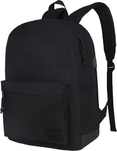 Laptop Backpack for Men and Women, School Backpack for Boys and Girls, College Bookbag, USB Charging Port, Lightweight Back Pack(Black)