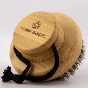 Alchemy Elements Bamboo Dry Brush for Lymphatic Detox & Skin Glow Ritual Body Scrubber Exfoliating Shower Scrubber Ethically Sourced Horsehair Organic Bamboo Personal Care Tool