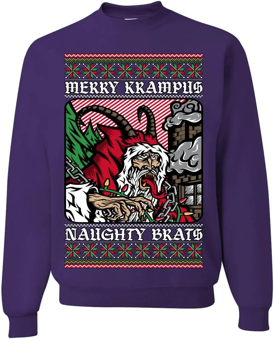 Merry Krampus Naughty Brats | Funny Ugly Christmas Sweater Crewneck Sweatshirt
