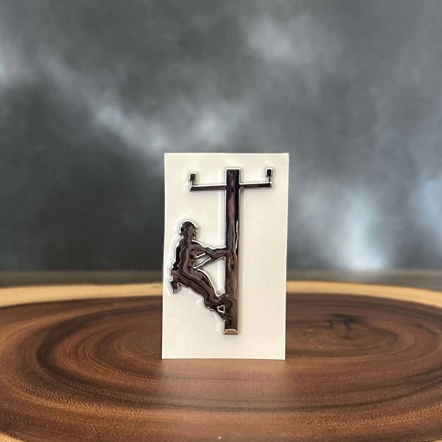 Lineman on Pole 3D Metal-Like Sticker - Original Product Title with No Additional Information Provided