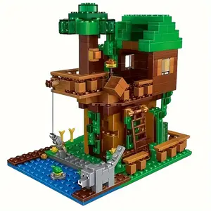 [400+pcs Creative Treehouse Kit] 400+pcs Creative Treehouse Building Kit, Architectural Model Construction Blocks, Educational Decorative Set, ABS Material, Plant Theme, with Ideal for Birthday, Christmas, Halloween, Valentine'S Day Gifts f
