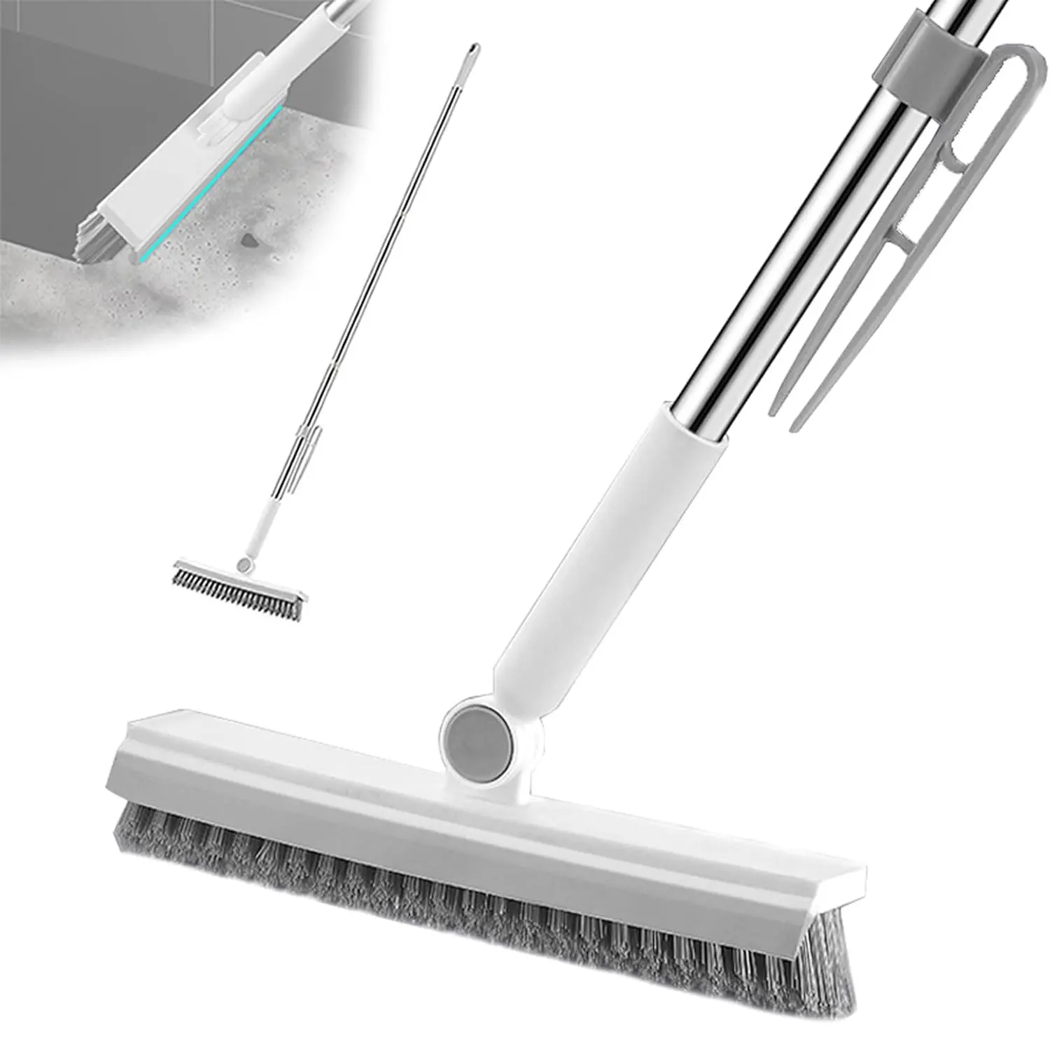 Wide Bathroom Floor Brush, Large Scrubbing Brush with Stiff Bristles, 3-In-1 Gap Cleaning Tool, Squeegee And Scrubber, House Cleaning Tools, Home Cleaning Tool, Household Cleaning Tool for Efficient Bathroom Cleaning