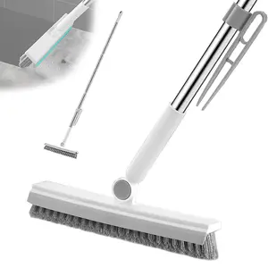 Wide Bathroom Floor Brush, Large Scrubbing Brush with Stiff Bristles, 3-In-1 Gap Cleaning Tool, Squeegee Scrubber, House Cleaning Tools for Efficient Bathroom Cleaning