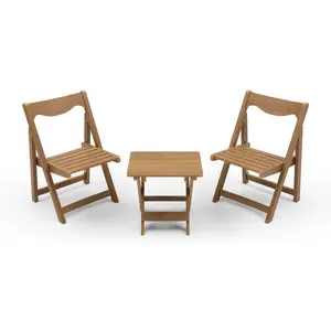 HIPS Foldable 2 Chairs & 1 Table Set, 200 LBS Capacity Adirondack Patio Furniture, Weather Resistant No Assembly Wide Armrest Chair Set for Backyard Pool Firepit Indoor Outdoor