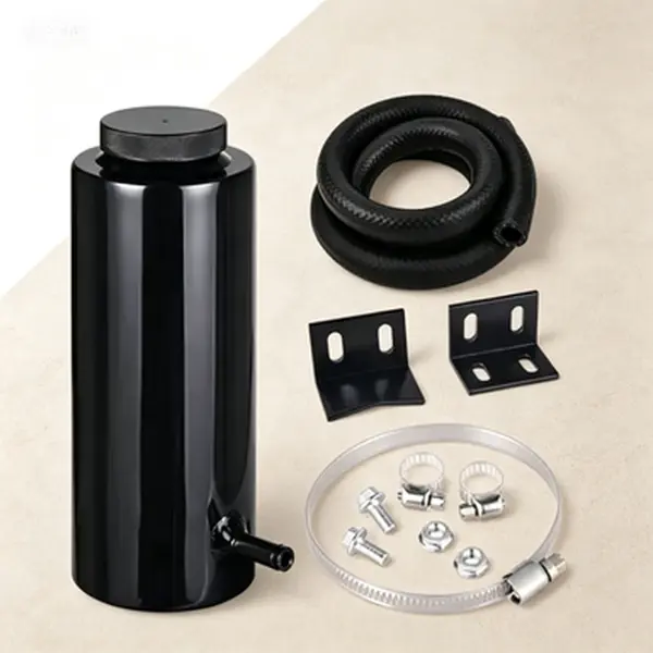 Universal Fit Coolant Overflow Tank 800ml, Aluminum Radiator Reservoir with Leak-Proof Design, Black Finish Engine Coolant Bottle with Mounting Bracket, Durable Radiator Accessory, 800ml Capacity Universal Cooling System Part