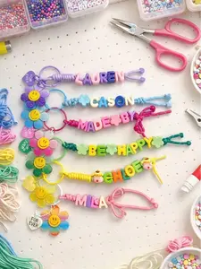 Custom Name Keyring with Smiley Charm