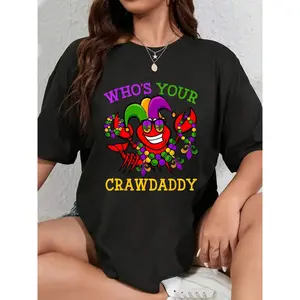 100% Cotton Funny Mardi Gras Who's Your Crawfish Daddy Tee&amp; New Orleans T-Shirt Men's Women's Soft Breathable Tee Classic Fashion Summer Tops graphic tees men crop tops summer outfits for men summer tops T-Shirt