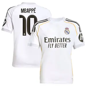 Unisex Soccer Real Madrid Team Kylian Mbappé Champions Language 2025/26 Home Replica Jersey - White