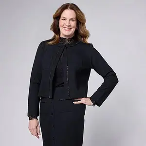 G by Giuliana Black Label Ponte di Roma Knit Beaded Jacket