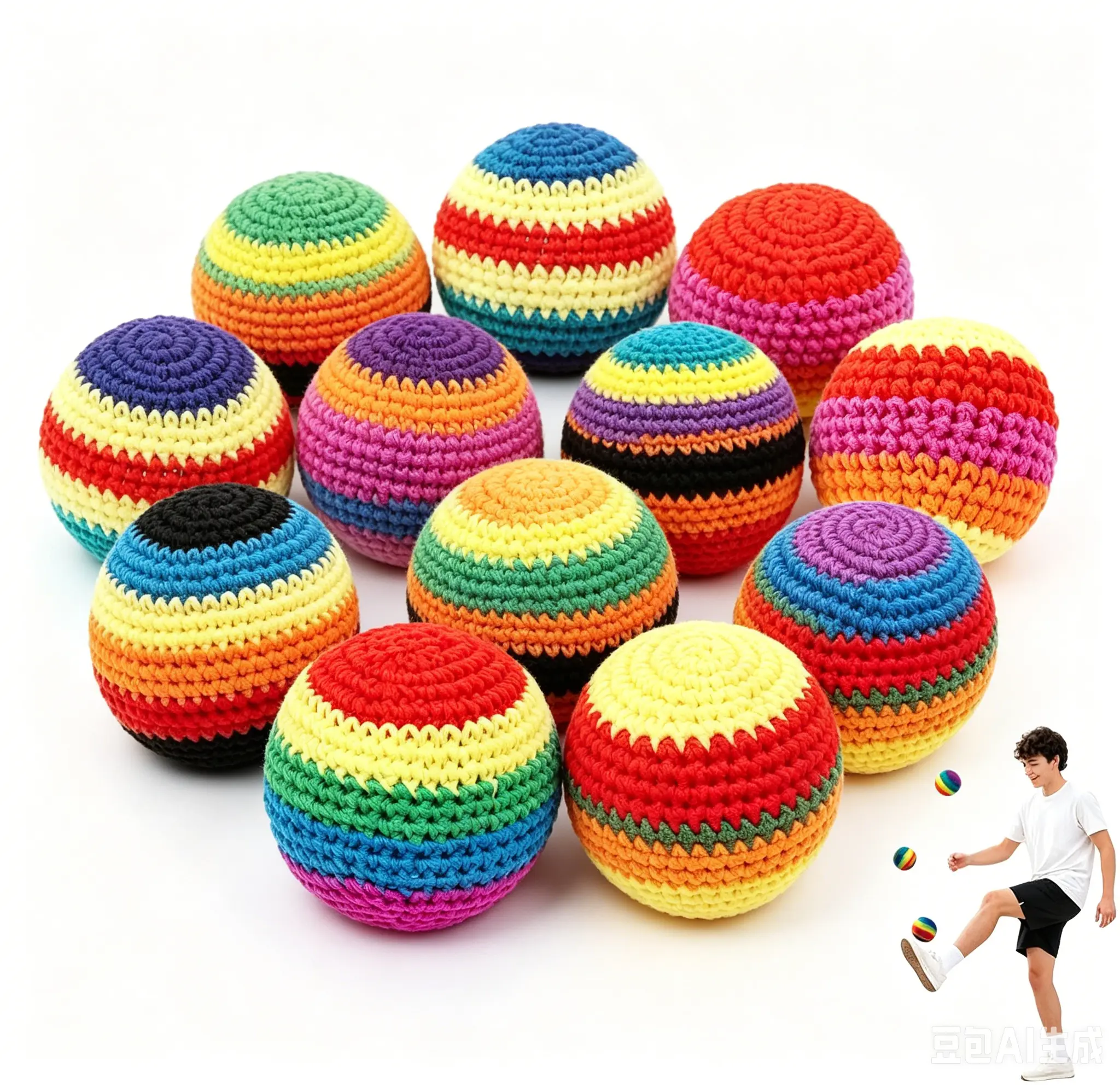 Eaone 6/12 Pack Hand Knit Hacky Sacks | Soft Foot Bags for Beginners & Adults, Tough Juggling Toys for Outdoor Fun! Portable for Beach, Camping, Backyard Hangouts & Parties