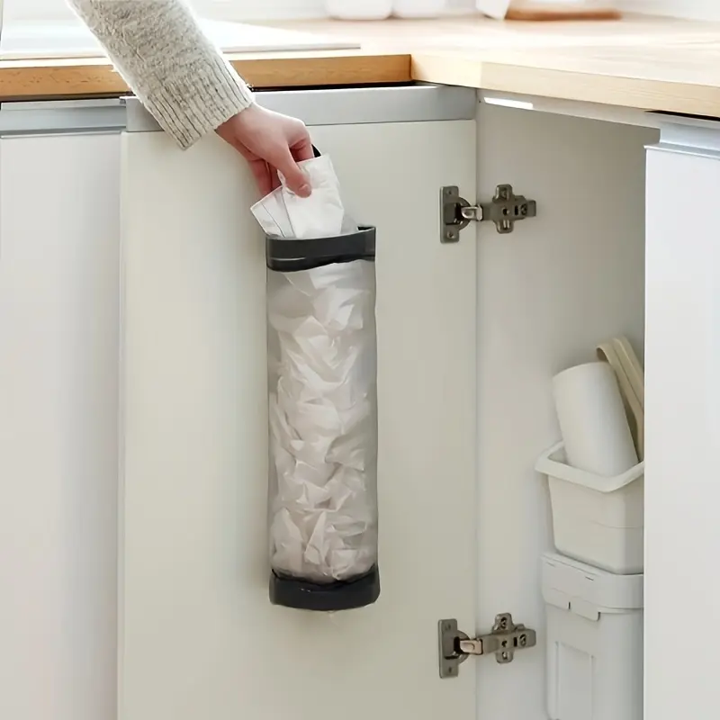 Creative home kitchen hanging garbage bag grid storage organizer bag - bottom removable portable storage multi-purpose storage bag