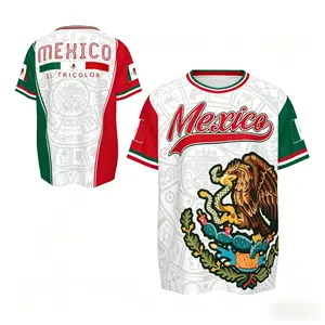 Mexico 3D Jersey Iconic Eagle & Aztec Calendar Print, Soft Durable & Fade-Resistant, Perfect for Sports, Gym & Everyday Wear, Tricolor Style Tee for P, Eagle Crest Aztec Pattern, Tricolor Fan Shirt, Gift for Soccer Lover and Player