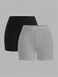 Women's Solid Color Shorts, Casual Comfy Breathable Skinny Shorts for Daily Wear, Ladies Bottoms for Summer