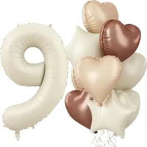 Balloon Set, Mixed Color Balloon Set, Including 40 Inch Number Balloon & Heart & Star Shaped Balloon, Party Balloon for Wedding Birthday Decoration, Balloon Party Supplies