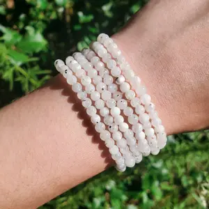Tourmalated Moonstone Bracelet - 4mm, Handmade, Natural Crystals, Custom Sizes