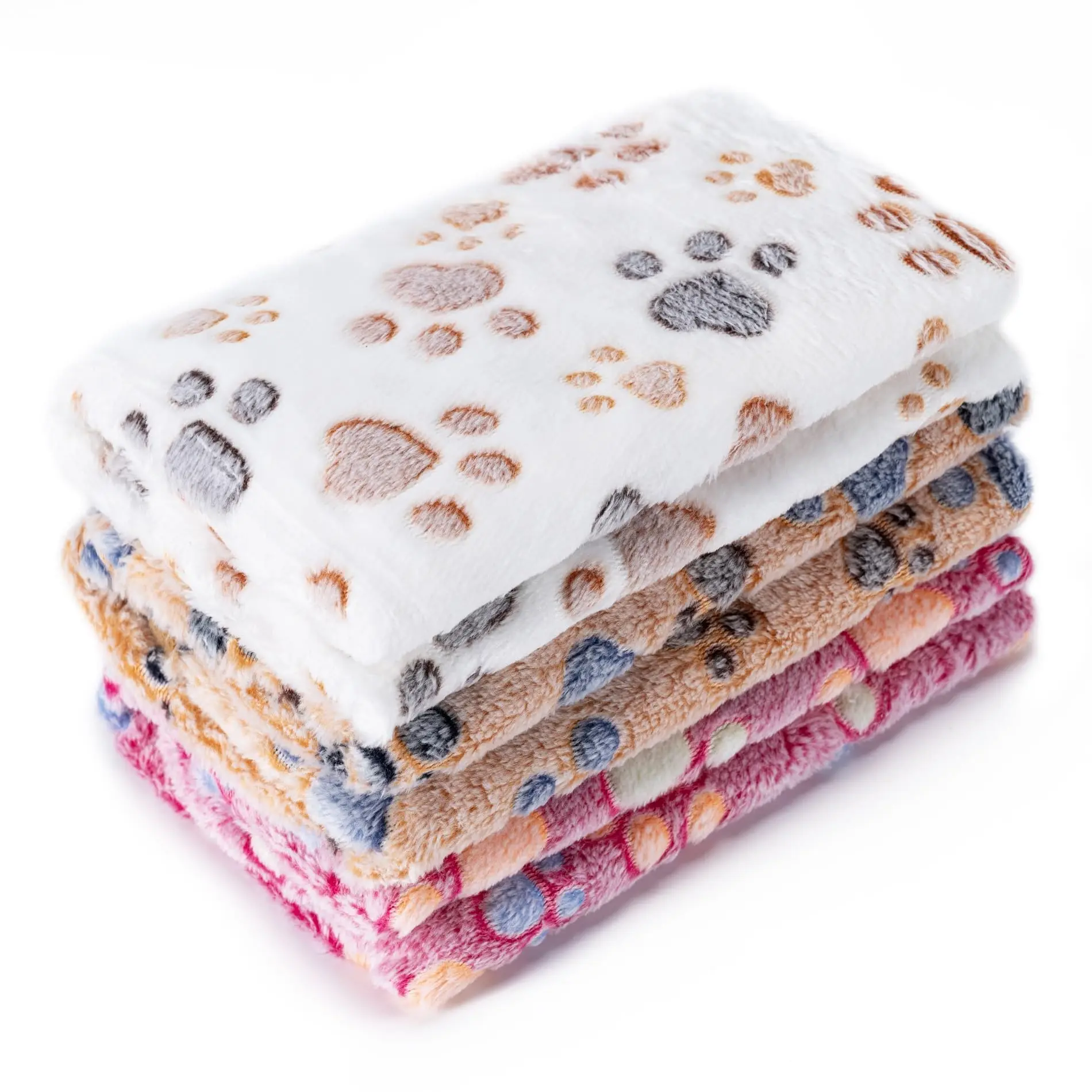 All-Season Pet Flannel Blanket, Paw Printed, Thickened & Plush, Comfortable Sleep for Small Dogs & Cats, Pet Supplies
