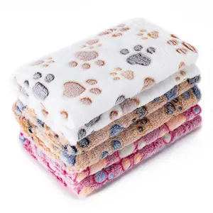All-Season Pet Flannel Blanket, Paw Printed, Thickened & Plush, Comfortable Sleep for Small Dogs & Cats, Pet Supplies