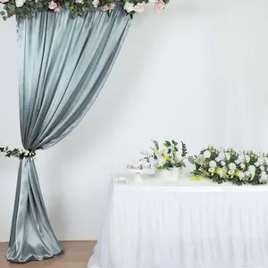 Dusty Blue Satin Backdrop Drape Curtain, Photo Booth Event Divider Panel - 8ftx10ft