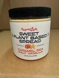 Paradise Sweet Plant Based Caramel Sea Salt Vanilla Spread - All Natural, No Dyes, Organic Ingredients, 8.3 oz Jar