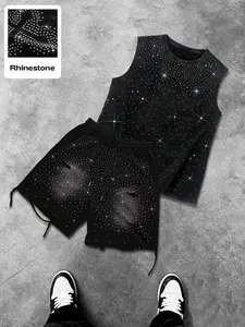 Two-Piece Set Men's Palm Tree Print Short Sleeve Tee & Shorts, Regular Fit Casual Round Neck T-shirt & Track Shorts, Men's Summer Clothes Outfit, Menswear