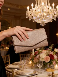 Elegant Women's Clutch Bag, Evening Party Purse, Bridal Shower Gift, Detachable Shoulder Strap, Magnetic Closure, Polyester Lining