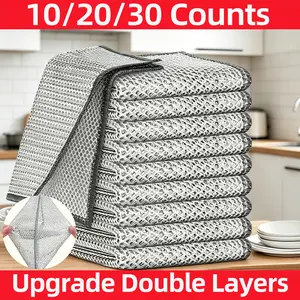 10/20/30 pcs double-layer washing cloth, dry and wet, multi-purpose and non-scratch wire dishcloth. It is suitable for kitchen cleaning. It can be reused to clean kitchens, sinks, pots and pans, etc.Mother's Day gift. She'll love it very much.