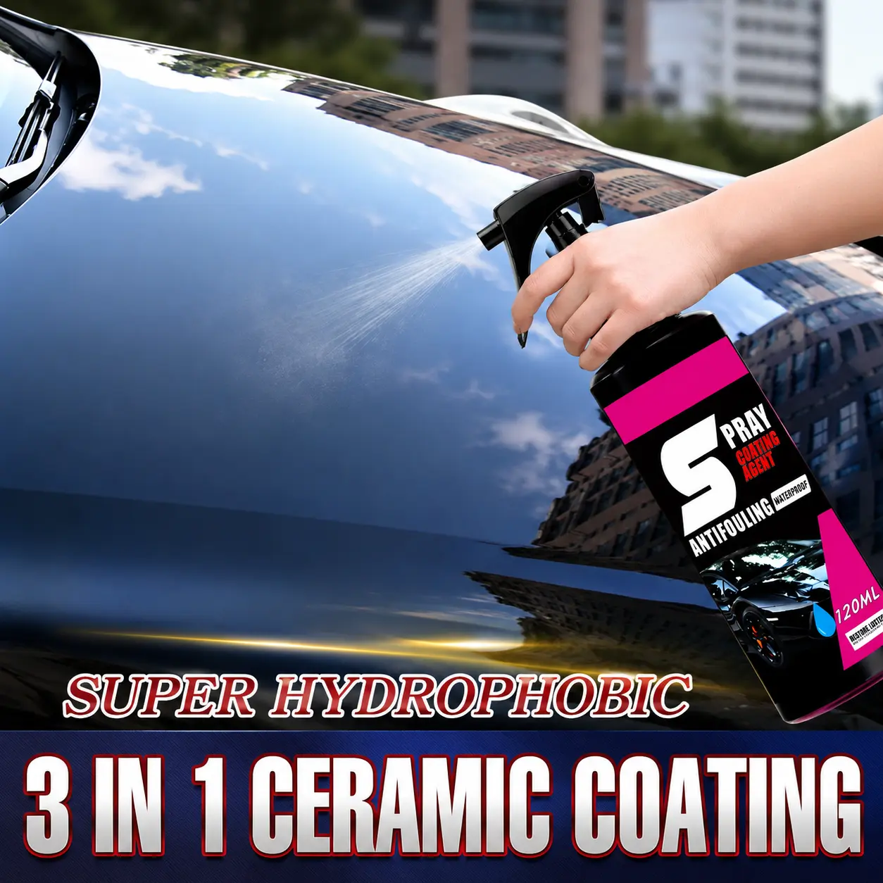 Nano Car Paint Coating Spray, for Vehicle Body Plastic Surface Maintenance, Multifunctional Car Care Agent, Waterless Wash Quick Polishing Wax Brightening Protective Coating