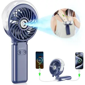 water bottle fan 5200mAh Upgraded Handheld Misting Fan, Portable Mister Fan Rechargeable, Spray Water Mist Fans, Electric Hand Cooling Ice Fans for Summer Beach Travel Concerts, Gifts for Women(Royal Blue)water bottle fan